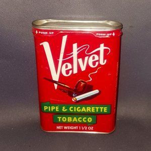 Vintage Velvet Tobacco Tin in Good Condition